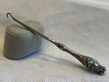 Antique Sterling Silver Button Hook Lace Puller Floral Repousse Floral Design