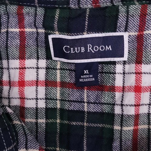Club Room Tartan Flannel Button Shirt Mens Size Extra Large XL Blue Green - Picture 4 of 11