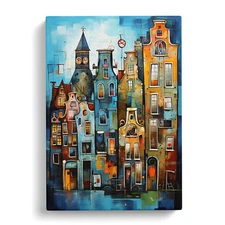 Amsterdam Abstract Art Canvas Wall Art Print Framed Picture Decor Living Room