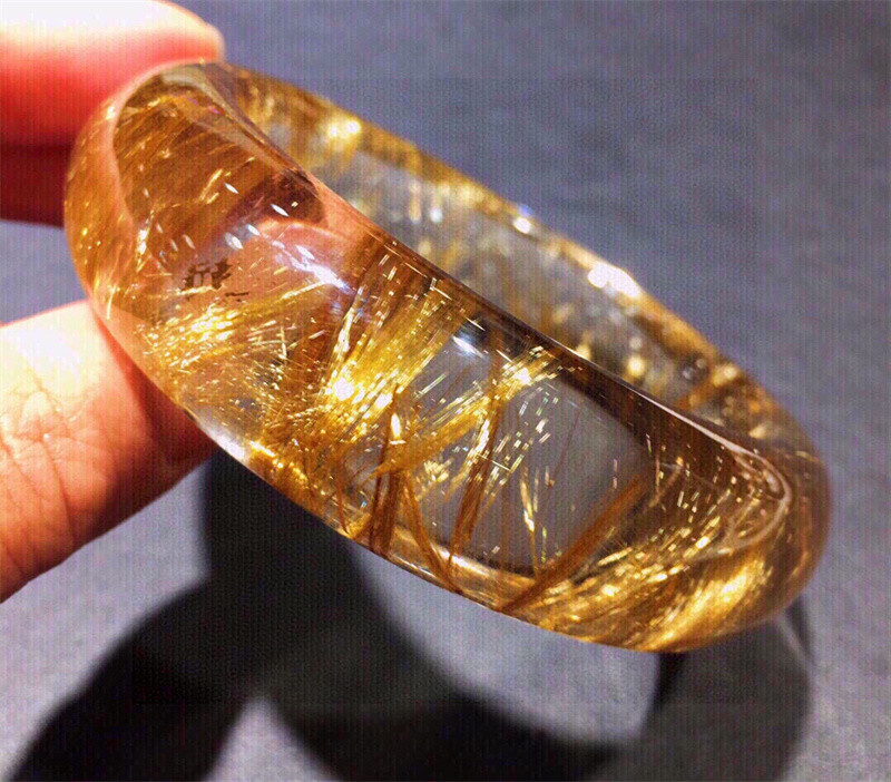 58mm Top Natural Rutilated Quartz Healing Hair Crystal Unique Bracelet Reiki