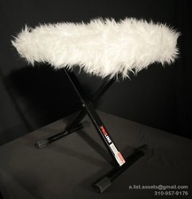 WHITE FURRY CUSTOM PROFESSIONAL PIANO STOOL USED BY MUSIC LEGEND NEW PL1250