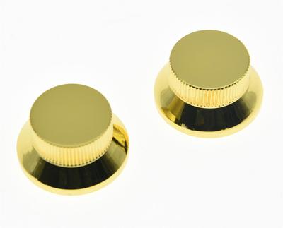 2 Stck. Gold Metall Top Mütze Glockenknöpfe Push On Gitarre Bass Knopf für 5,8 mm Schaft Pots