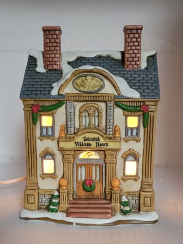 VTG Lefton Colonial Christmas Village News Store Lighted Porcelain 01002 - Picture 2 of 5