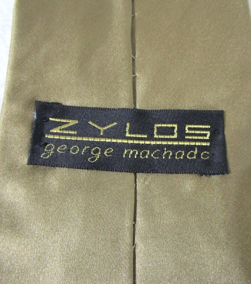 Corbata de seda 100 % importada de oro macizo ZYLOS GEORGE MACHADO para hombre hecha en EE. UU. Foto 4 de 4