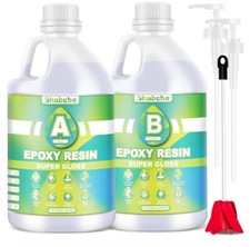 Epoxy Resin, 2 Gallons Super Gloss Self Leveling No Bubble Easy Mix 1:1 Casting
