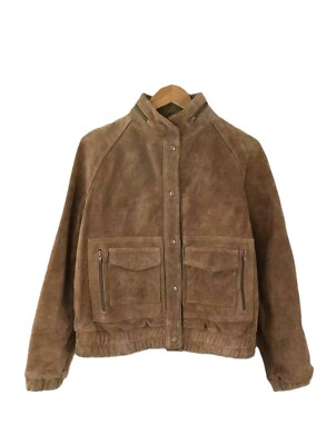 Blouson bomber femme vintage années 70 cuir daim véritable marron