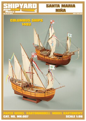 Card Paper Cut Out Model Kit Vessel Shipyard SANTA MARIA & NINA Laser Cut Frame