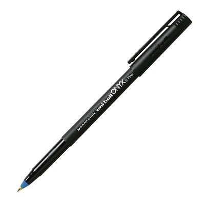60145 Uni-ball Onyx RollerBall Stick Pen, Fine Blue Ink, Pack of 