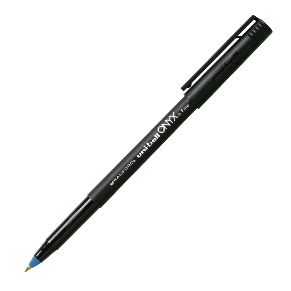 60145 Uni-ball Onyx RollerBall Stick Pen, Fine 0.7mm, Blue Ink, Pack of 1