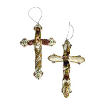 Nativity Cross Christmas Tree Ornament 7" - Set of 2 - Holy Family 3 Wise Men