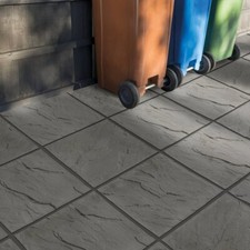 10 X BRADSTONE PEAK RIVEN DARK GREY PAVING SLABS, 600X600mm CODE 23031 DEL INC