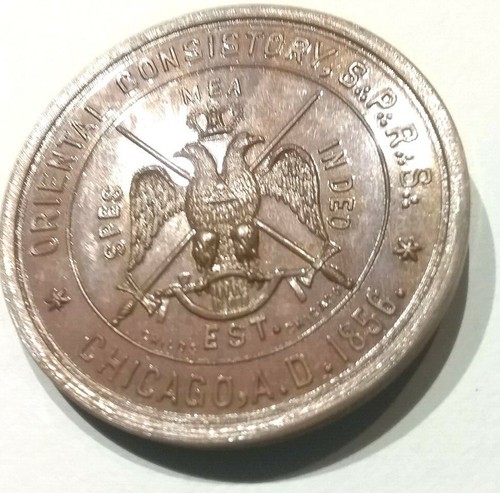 (pgasteelers1) Chicago,IL. 1901 Masonic Medal Scottish Rite Oriential Consistory - Picture 2 of 7