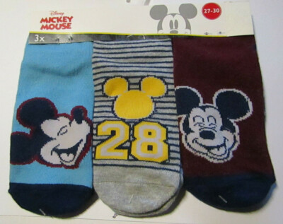 DISNEY MICKEY MOUSE  Jungen Socken im 3er-Pack GR.27-30  NEU mit Etikett