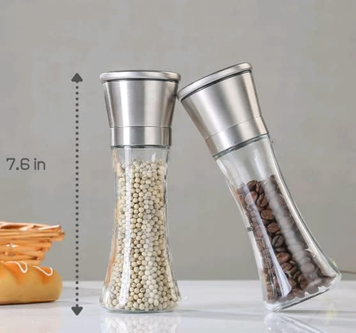 Salt and Pepper Grinder Stainless Steel Adjustable Ceramic Sea Salt Grinder & Pe - Picture 2 of 6