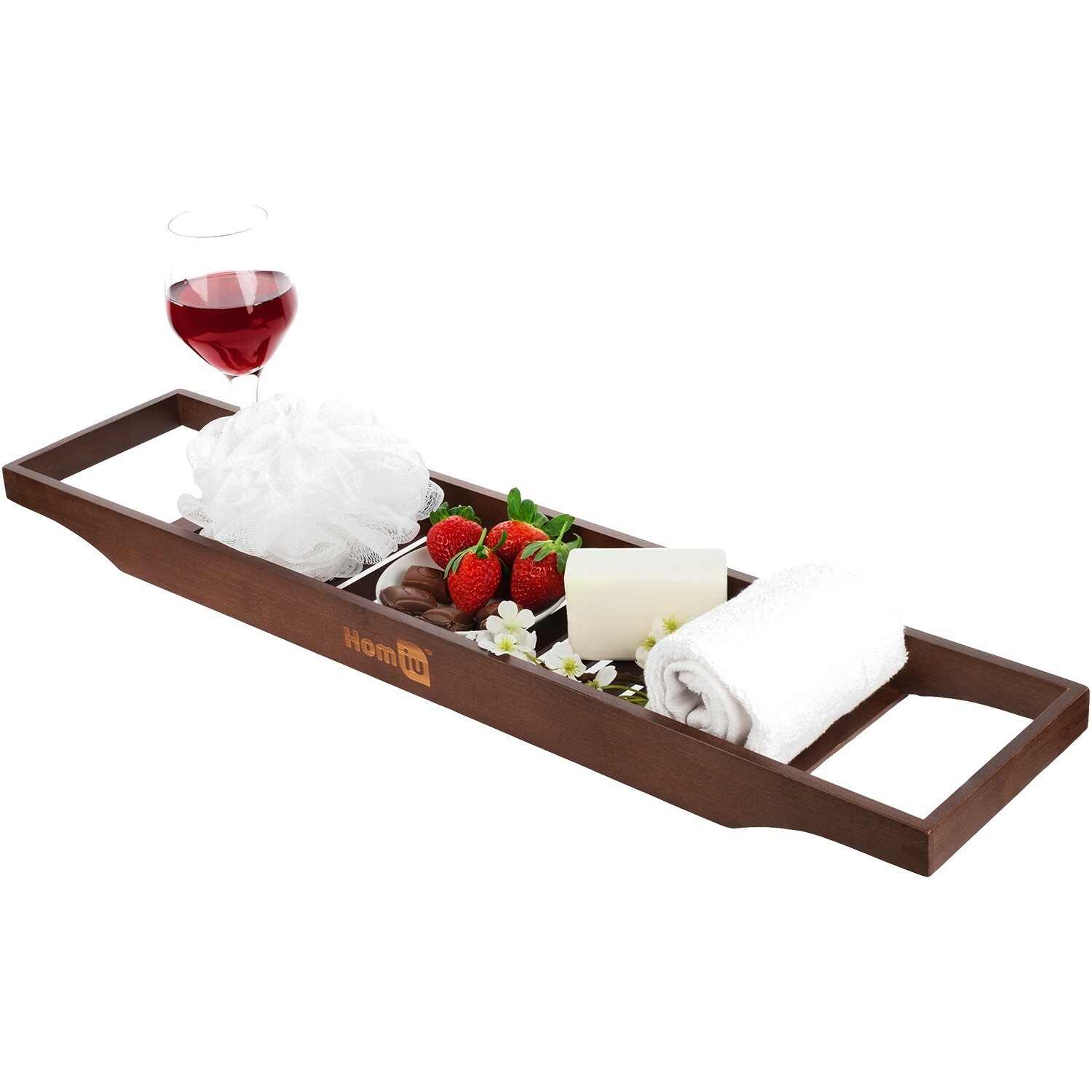 Bamboo Bath Caddy Tray Wooden Bathroom Rack Tub Tidy Shelf Storage Organizer