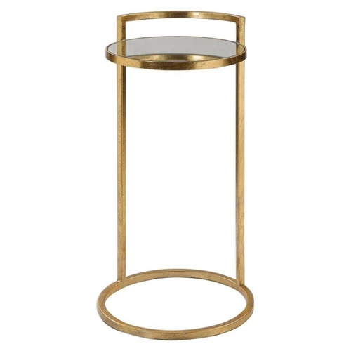 Uttermost Cailin Iron Glass and MDF Wood Accent Table in Gold Leaf - Picture 1 of 6