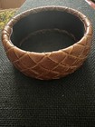 Fabric Bangle Bracelet 7.5 Dark Brown Leather Look 