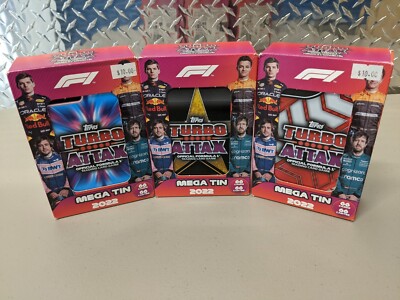 2022 Topps Formula 1 F1 Turbo Attax Sealed 3 MEGA TIN SET, with 198 Cards!!