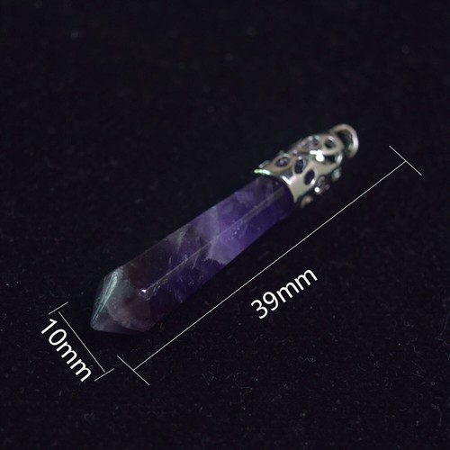 10Pcs Natural Gemstone Long Hexagonal Pointed Reiki Chakra Pendant Charm Gift - Picture 3 of 11
