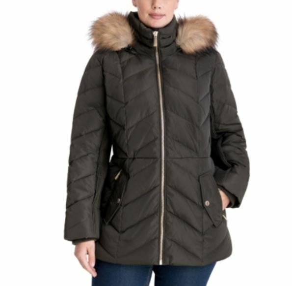 MICHAEL KORS フーデッド パファーコート Faux-Fur-Trim Faux Fur Trim Quilted Puffer Coat | Michael Kors [US]