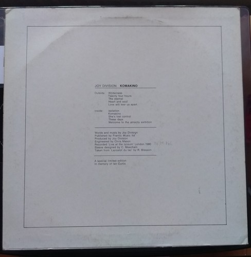 Joy Division Komackino Italy 1981 Small Ring 1st Press Reverse Labels Rare Copy - Picture 4 of 17
