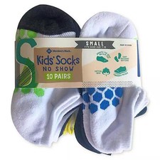 Member's Mark Boy's 10-Pack No Show Cushioned Footbed Socks S