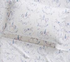 NEW Pottery Barn Kid 4 PC Ellie Horse Sheets Sadie Ruffle Bed Skirt Lilac TWIN