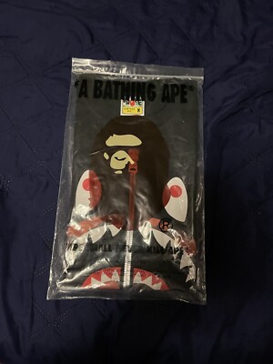 BAPE A Bathing Ape WGM Shark Zip Jaw Camo Blue Red T Shirt BAPE A Bathing Ape WGM Shark Zip Jaw Camo Blue Red T Shirt