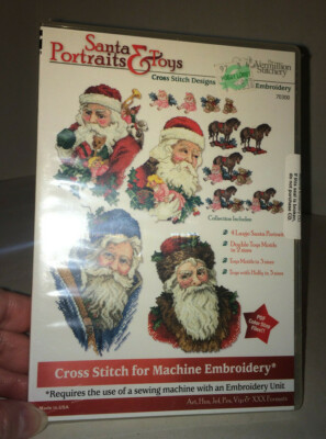 NEW NOS Sealed SANTA PORTRAITS & TOYS Cross Stitch Designs - Embroidery Software