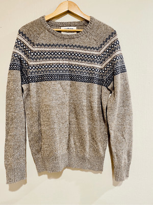 Ski Lodge Style Beige Geometric Dad Sweater Adult Medium Dad Style Pullover