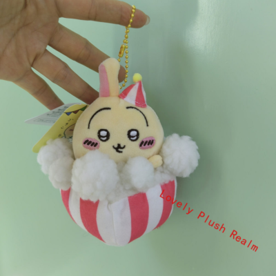 Cute Chiikawa Popcorn Usagi Amusement Park Plush Key Chain