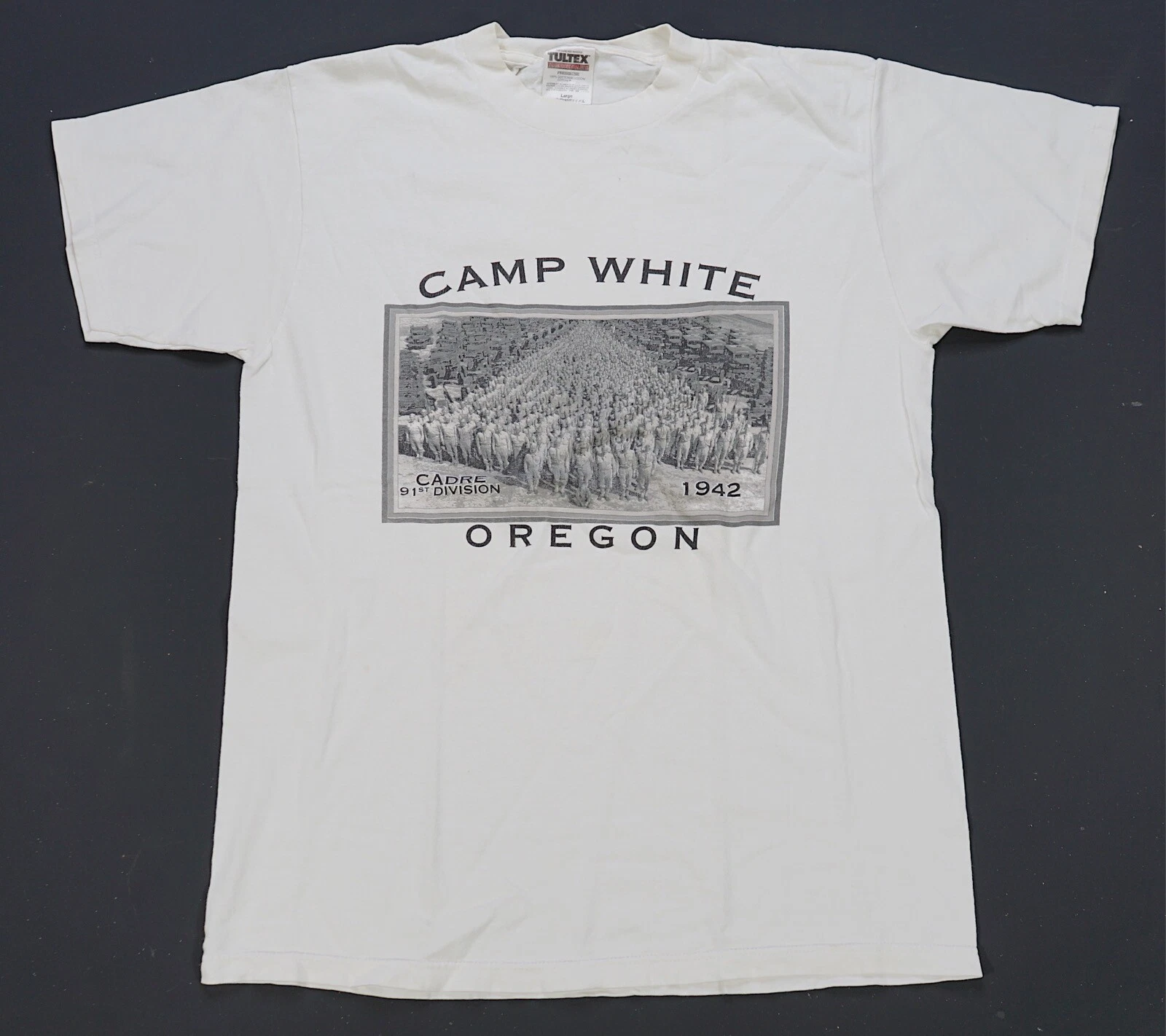 Rare Vintage Camp White Oregon Cadre 91st Division 1942 T Shirt 2000s White SZ L
