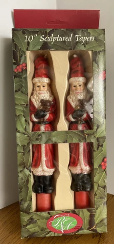 VTG Robert Alan Candle Company - Santa Claus 10” Sculptured Tapers - NEW - product listing photo