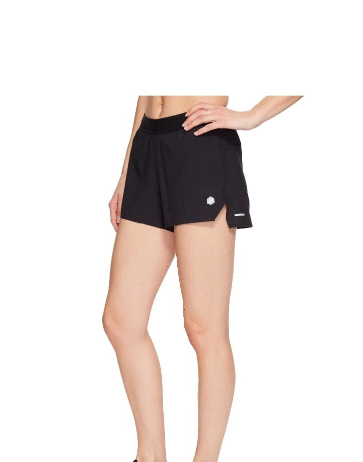 Pantalones cortos para mujer Asics 3,5 pulgadas tejidos rendimiento negros XL (12-14) mecha de humedad nuevos Foto 2 de 4