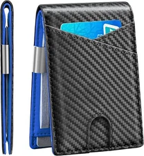 Mens Slim Wallet with Money Clip Bifold RFID Blocking Front Pocket Wallets