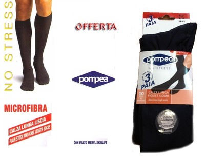 3 Paia Calze Lunghi Uomo POMPEA In Microfibra - Calzini Piquet Morbidi, Colori E Taglie Varie - 5