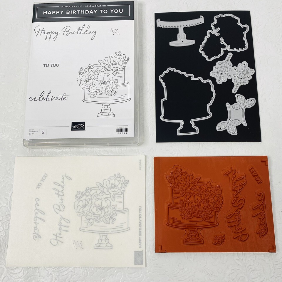 Stampin Up Happy Birthday To You Cling Stamp Set w Matching Die Set ...