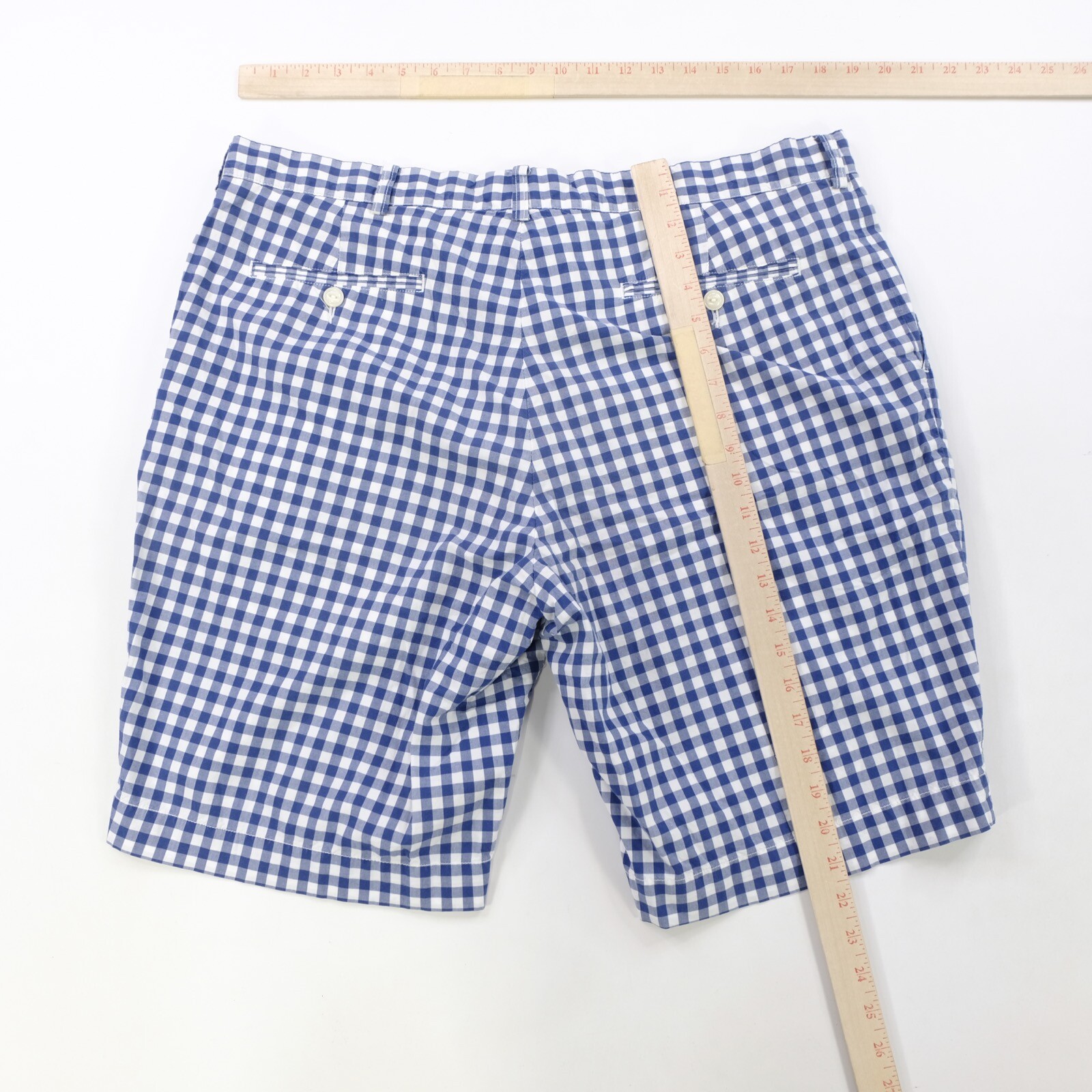 Rare Vintage POLO RALPH LAUREN Gingham Check Pattern Shorts 2000s Blue White 40 image 6