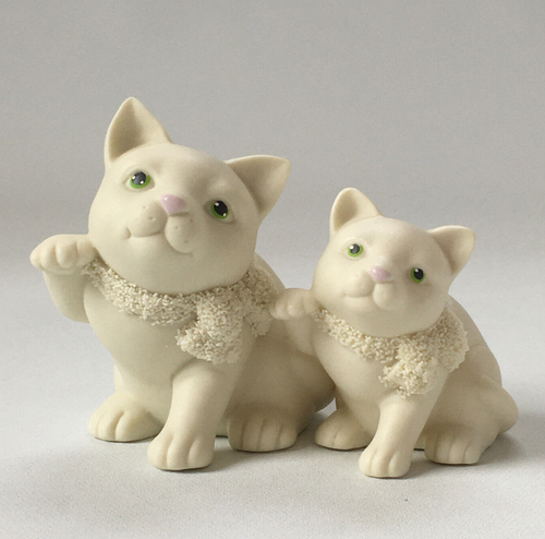 White Cats with Green eyes ~ Snowbabies ~ Dept. 56 ~ Easter 1999 Figurine