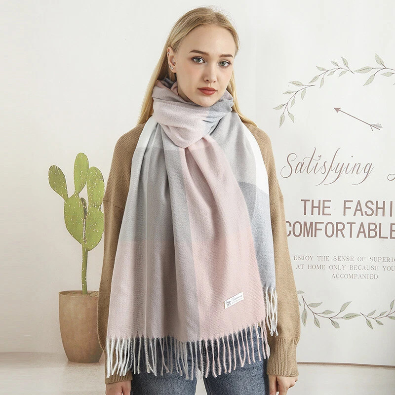Ladies Women Warm Soft Tartan Scarf Check Wraps Wool Shawl Stole Scarves Winter
