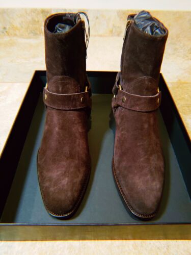 Saint Laurent Wyatt 40 Harness Boots | YSL 39 | Ebano Brown Suede | BRAND NEW 🔥 - Picture 1 of 12