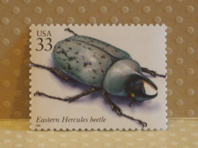 SINGLE Vintage US Stamp - ''Ugh, The Bugs'' - The Eastern Hercules Beetle - 3351L