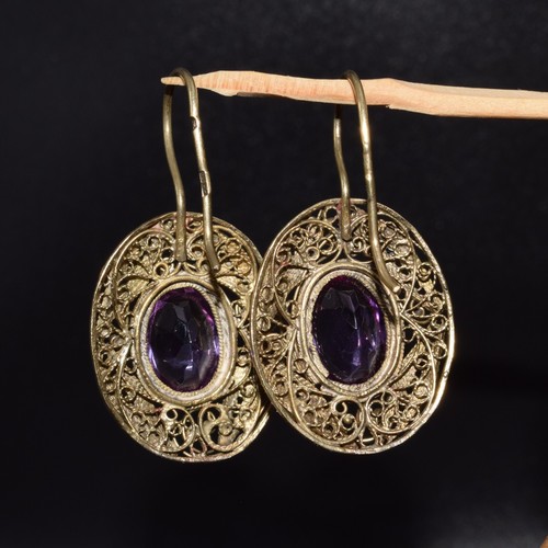 VINTAGE stone ALEXANDRITE jewelry UKRAINE russian Earrings Art SILVER 875 old - Picture 16 of 24