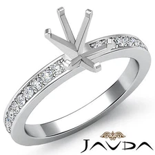 Oval Semi Mount Pave Setting Diamond women's Wedding Ring Platinum 950 0.50Ctw