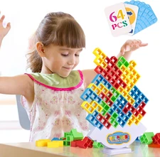 64Pcs Tetra Tower Game, Family Board for 2 Players Family Games, Christmas Stock