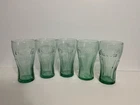 Vintage Libbey Coca-Cola Green Glass Soda Glasses 6” Tall , 16oz Set of 5