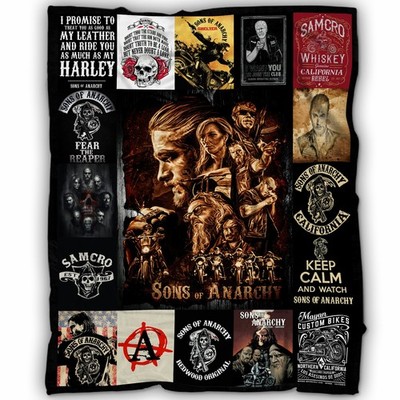 Sons of Anarchy Attitude Blanket   Brotherhood, Loyalty & Rebellion Collage