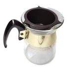 Vtg Corning Pyrex Clear Glass 4-5 Cup Coffee Pot Teapot Gold Heat Proof Carafe