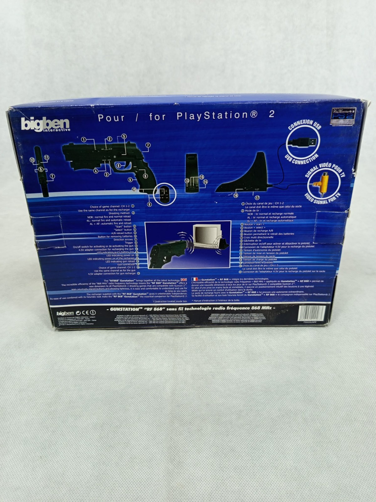 Pistolet RF 868 Gunstation Sony PS2 accessoire de tir sans fil noir