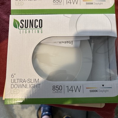 4-pack Sunco Lighting 850 Lumens 14W Ultra Slim Downlight 6 Inch 5000k